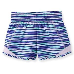 ATHLETIC WORKS GIRLS ACTIVE RUNNING SHORTS PURPLE AQUA STRIPES XL 14/16